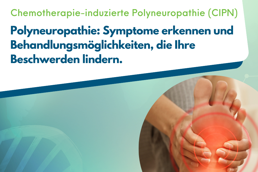 Titelbild für Ratgeberartikel "Polyneuropathie nach Chemo: Symptome und Behandlung" mit schmerzendem Fuß