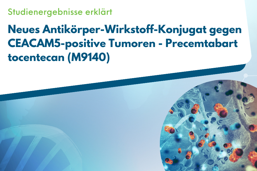 Blogbeitragsbild mit Titel Neues Antikörper-Wirkstoff-Konjugat gegen CEACAM5-positive Tumoren - Precemtabart tocentecan (M9140)